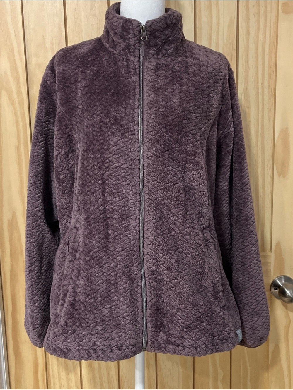 Free Country Plush Full-Zip Teddy Jacket in Plum